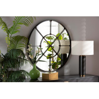 Baxton Studio RXW-10394-Black Ohara Modern and Contemporary Black Finished Metal Accent Wall Mirror<